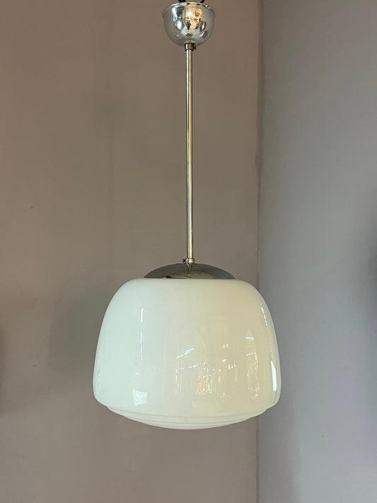 Vintage Hängelampe Opalglas Chrom