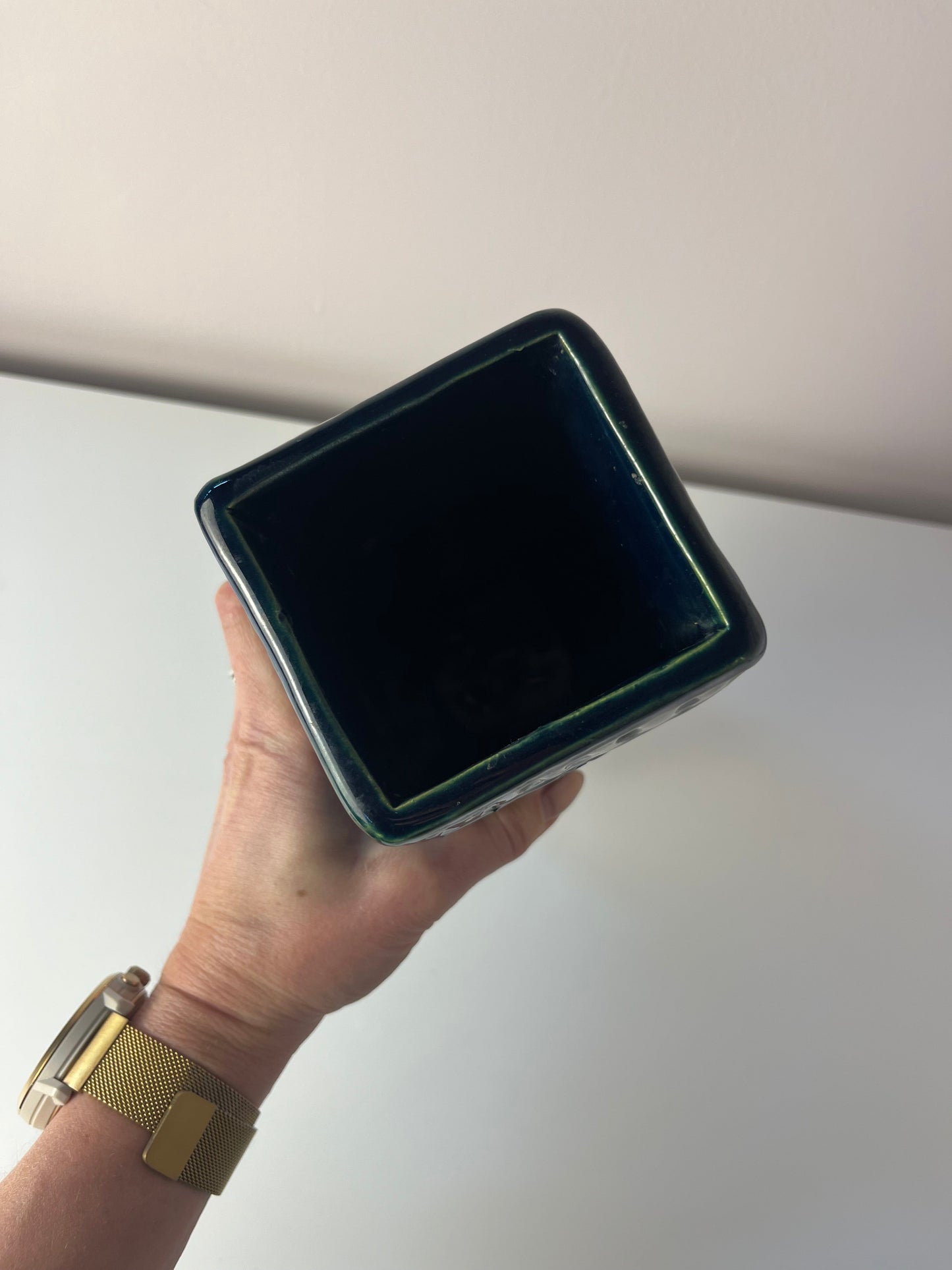 Vintage Vase Rimini Blue von Aldo Londi für Bitossi eckig