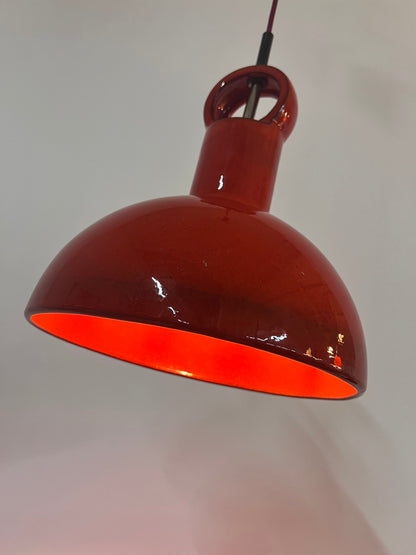 Vintage Hängelampe aus roter Keramik, West Germany, 1970er