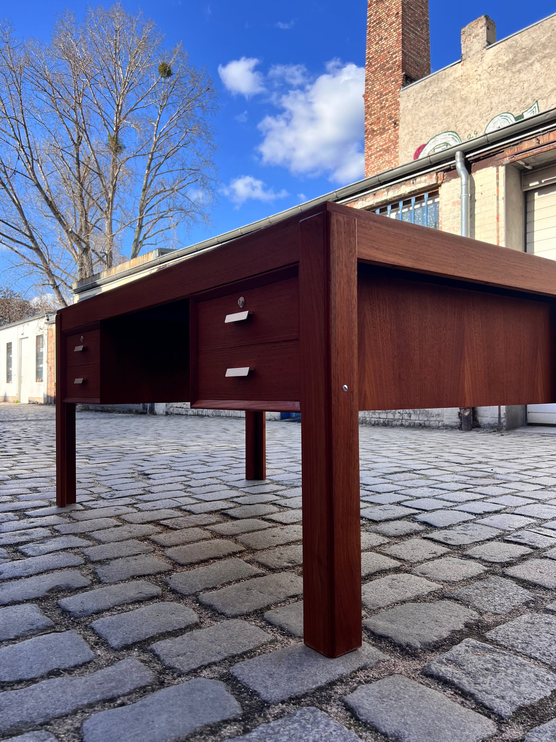 Vintage Schreibtisch von Erik Brouer für Brouer Møbelfabrik, Doppel-Schreibtisch Teak
