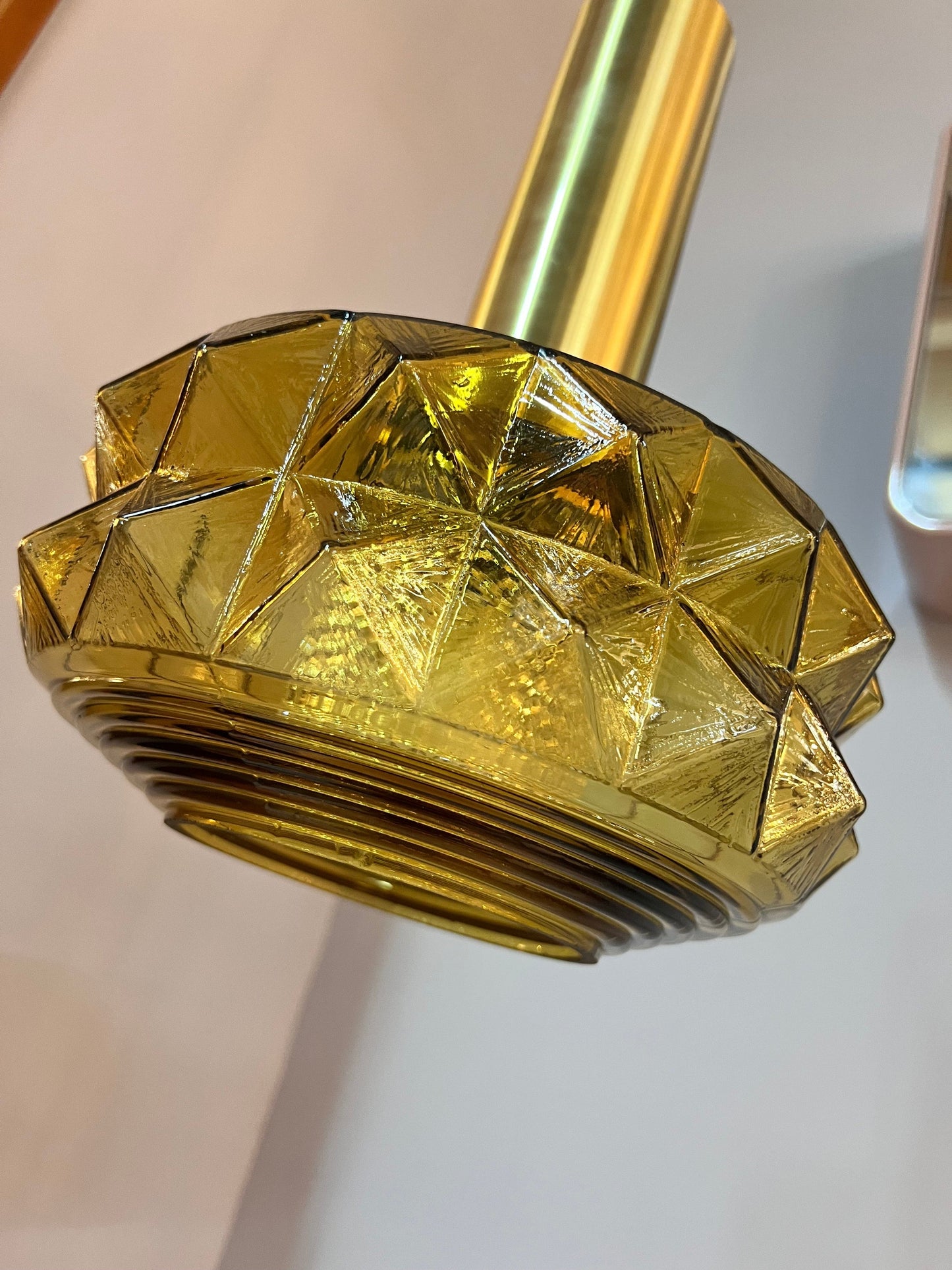 Lampe suspendue vintage en verre doré par Vitrika