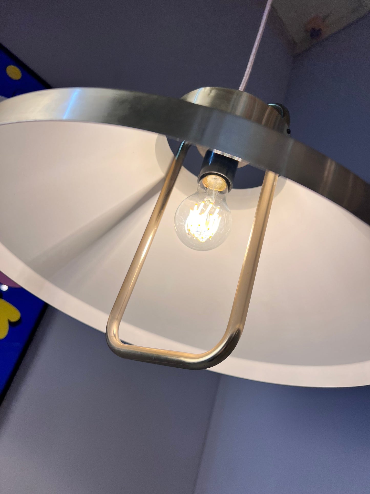 Vintage Hängelampe gold weiß von Fog und Mørup E27