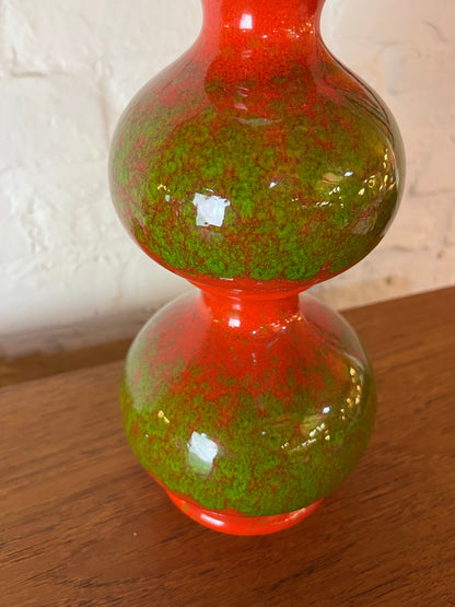 Vintage table lamp Bubble ceramic red green by Kaiser Leuchten