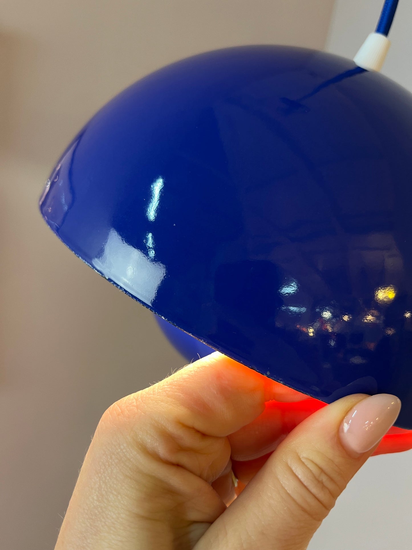 Vintage Hängelampe Flowerpot blau von Verner Panton für Louis Poulsen