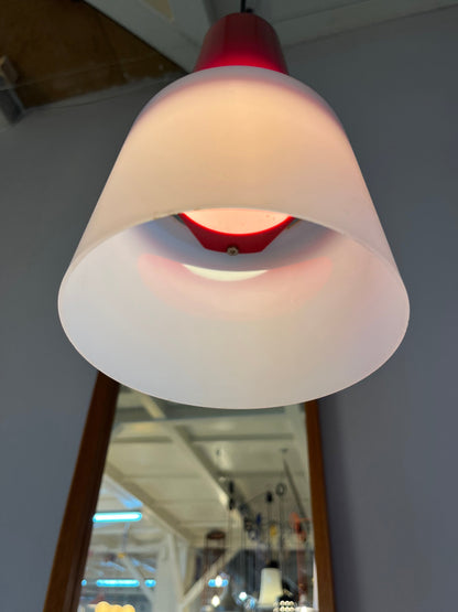 Vintage kitchen lamp red white plastic by Philips Holland