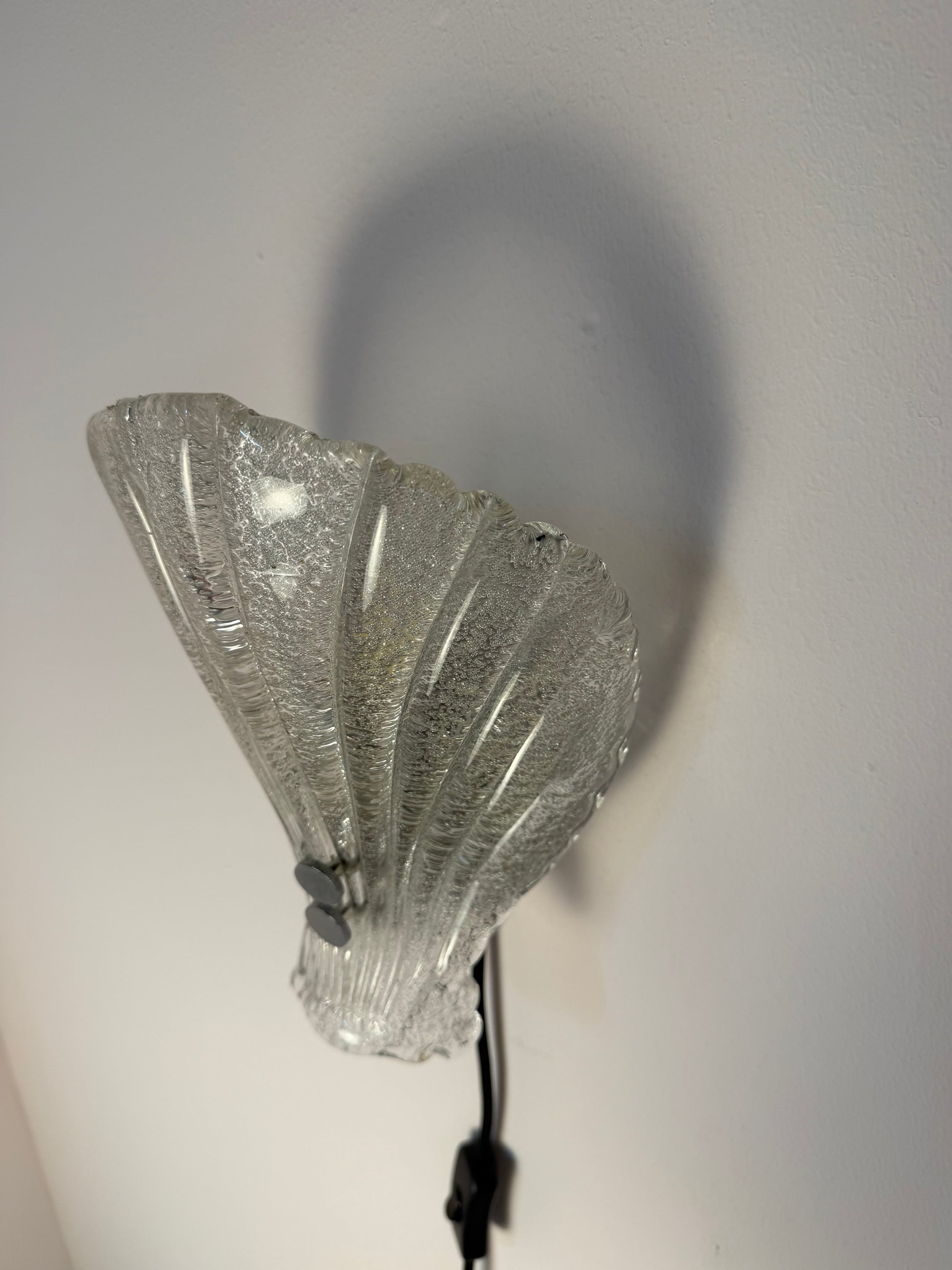 Vintage Wandlampe Muschel Glas von Sölken