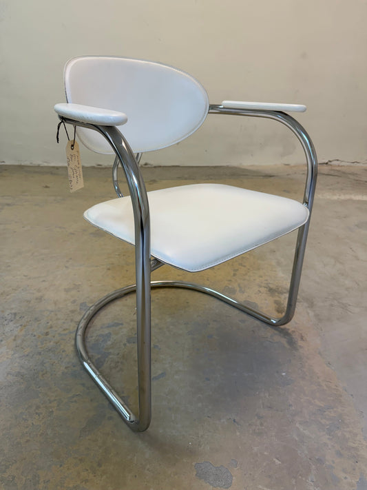 Vintage Freischwinger von Effezeta, Chrom und Kunstleder Weiß