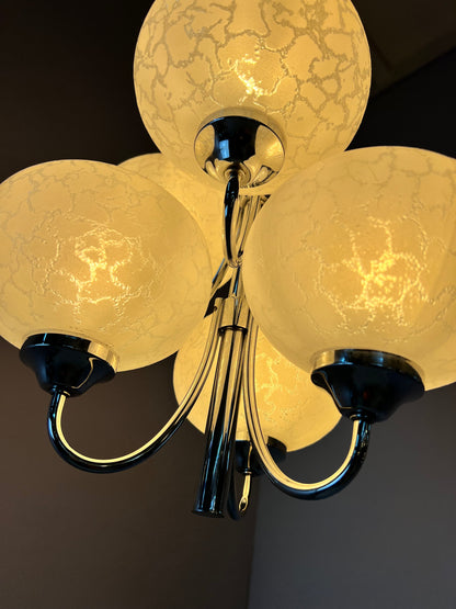 Vintage Kronleuchter mit 6 Kugeln von Richard Essig für Hustadt