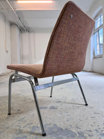 Vintage Sessel Lufthavnsstol von Anden Arkitekt für Duba Møbelindustri orange Chrom