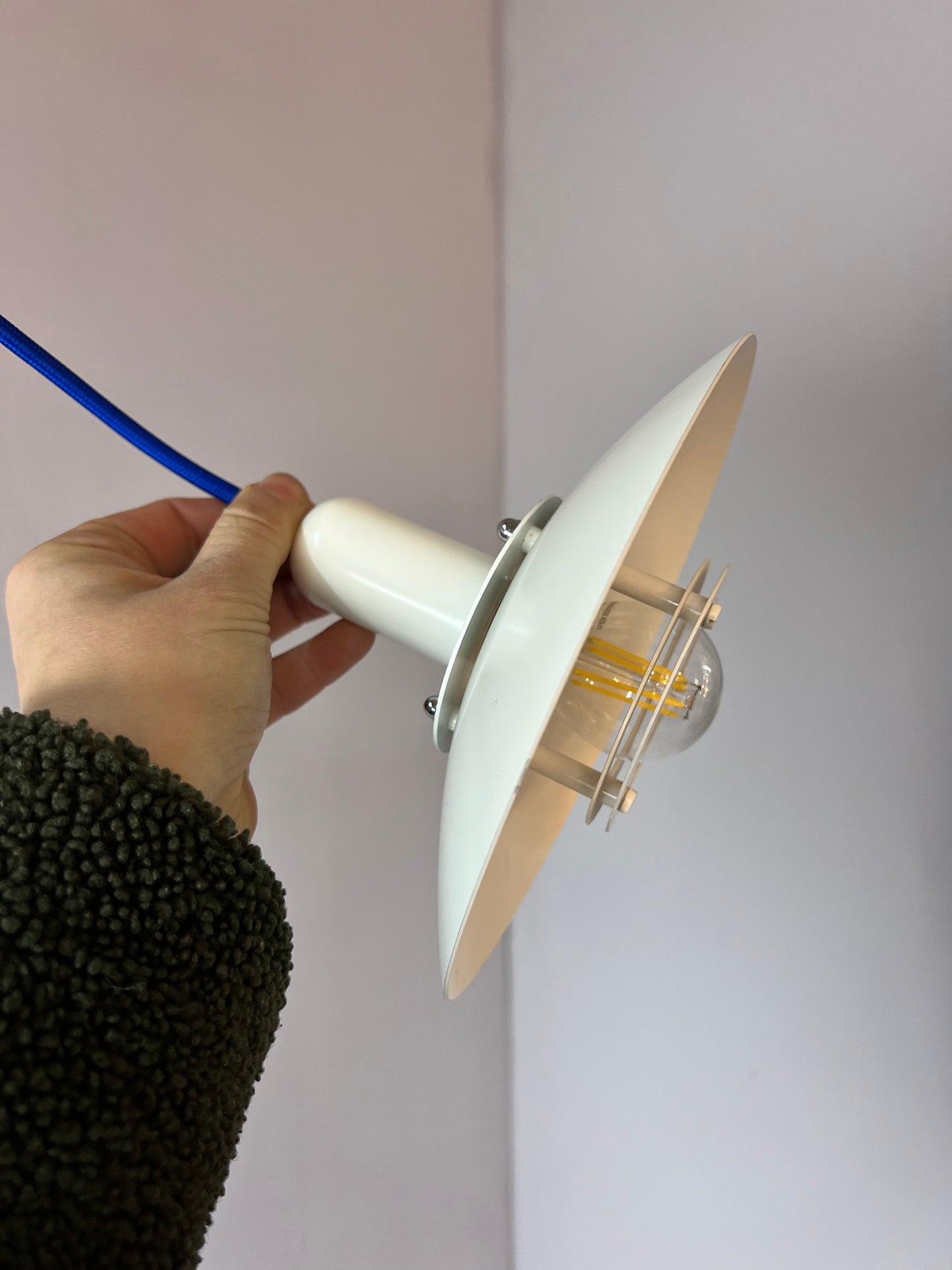 Vintage Lamellenlampe weiß Dänemark