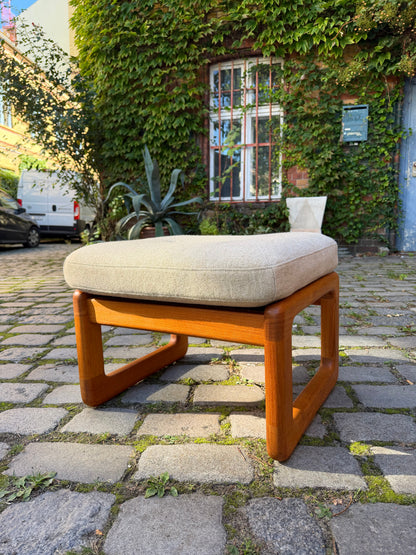Hocker Teak und Wollstoff von Holstebro Møbelfabrik