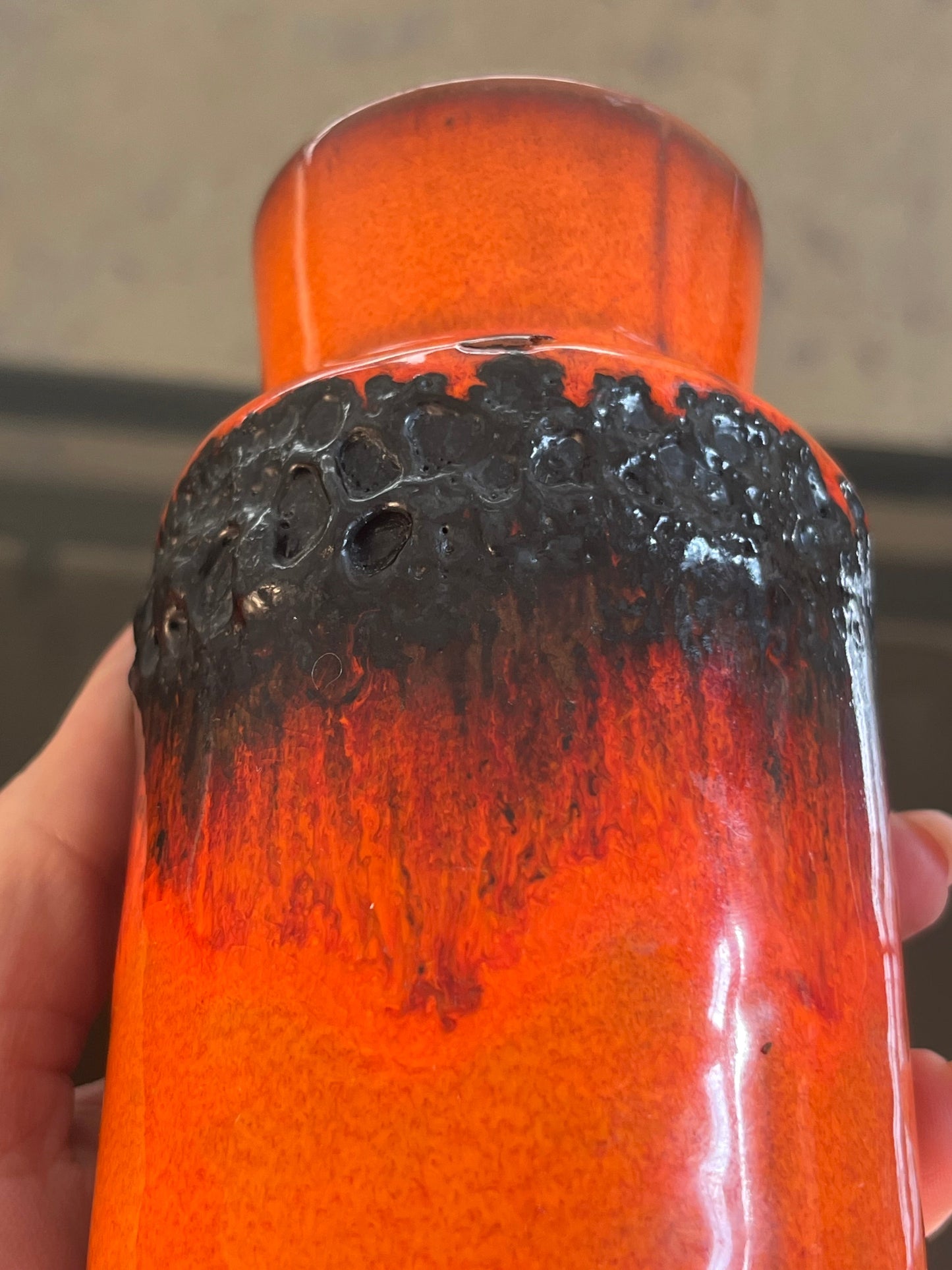 Vintage Vase Set von 2 Fat Lava von Kreutz Keramik orange schwarz