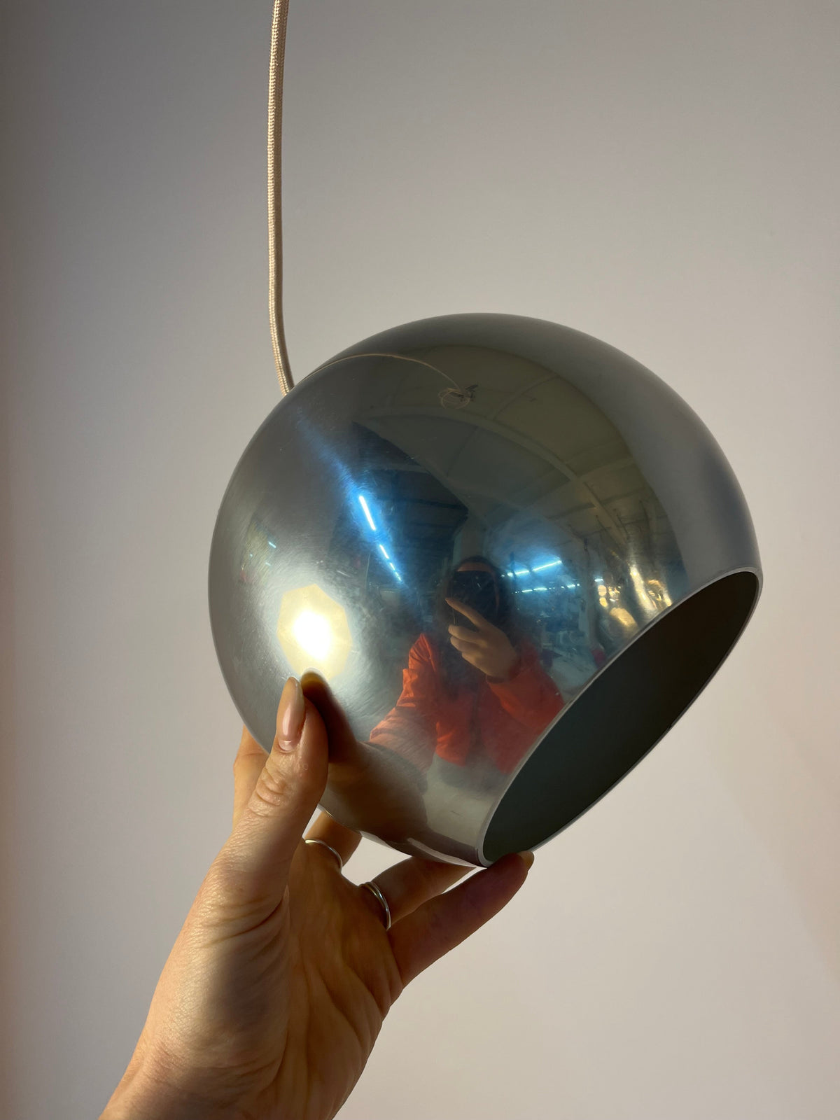 Vintage Pendelleuchte Topan von Verner Panton für &Tradition Chrom