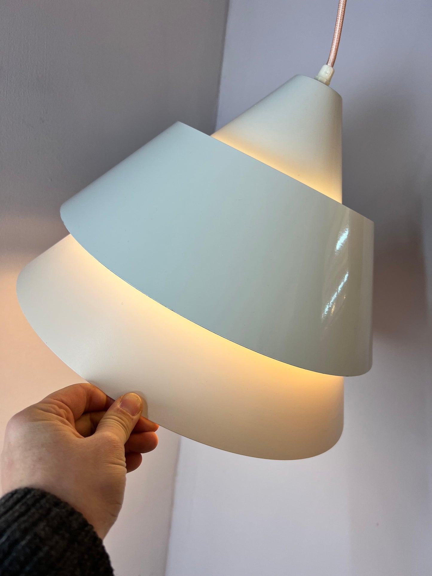 Vintage Lamellenlampe Zone von Jo Hammerborg für Fog und Mørup, weiß