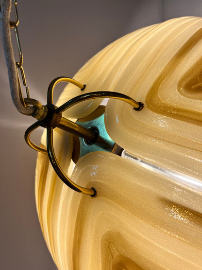 Vintage Hängelampe braun Glas von Cristallux