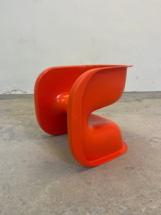 Vintage Kinderstuhl von Johannes Foersom und Peter Hiort Lorenzen für Cado, orange