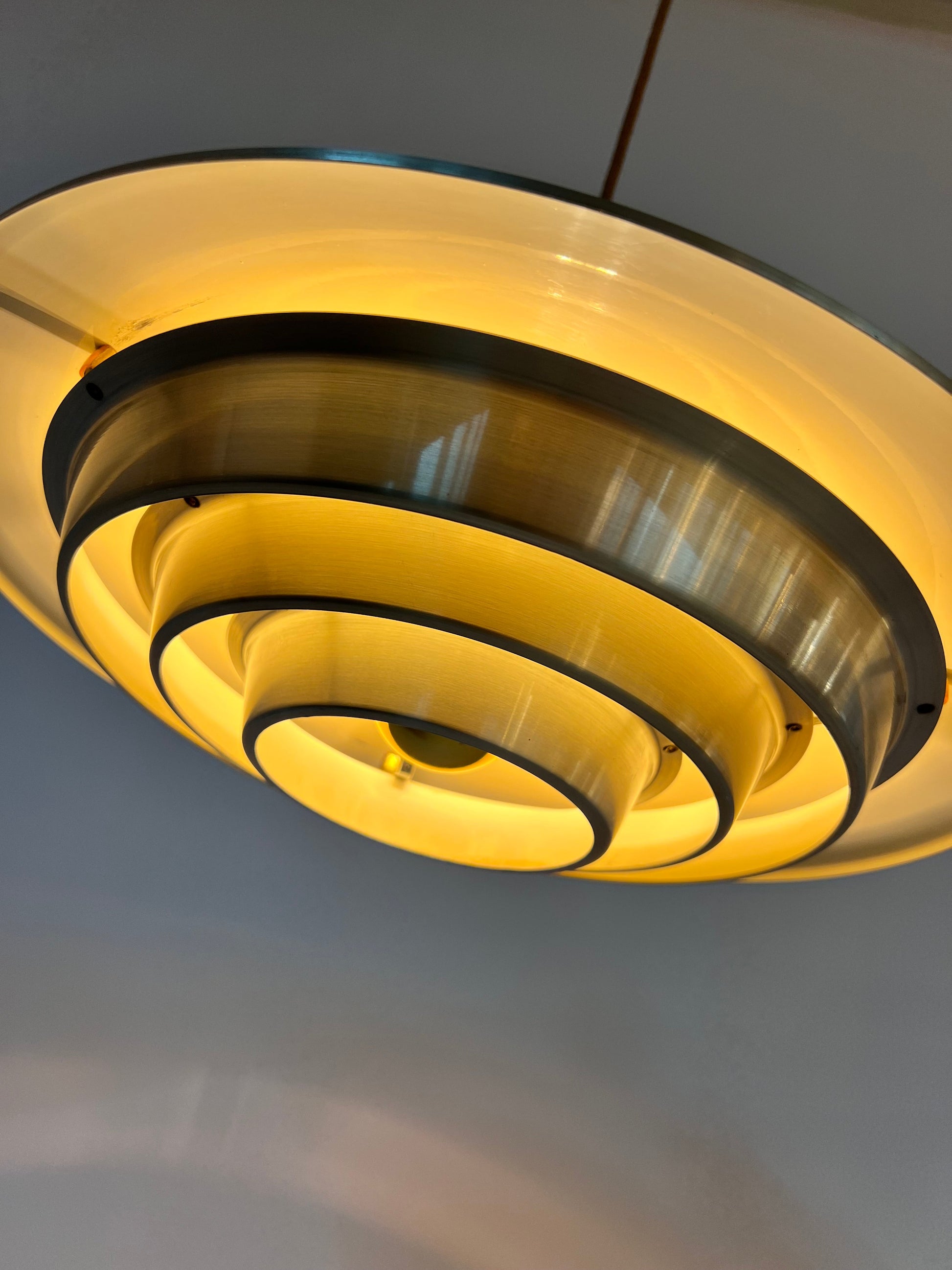 Vintage Lamellenlampe von Erik Jensen für Teknika silber