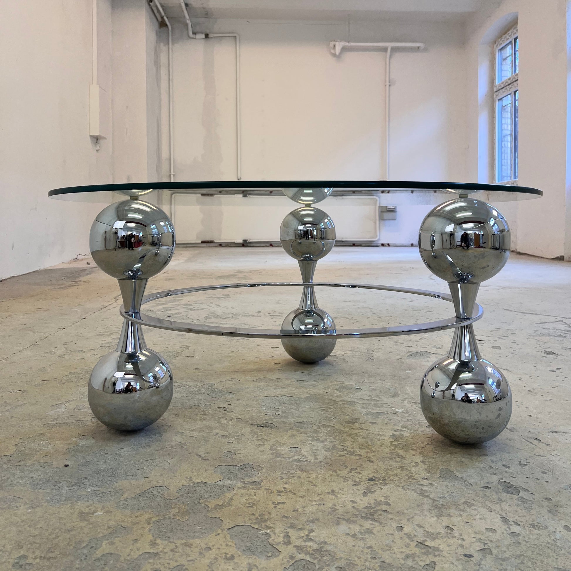 Vintage Couchtisch Chrom und Glas silber Pre-Loved