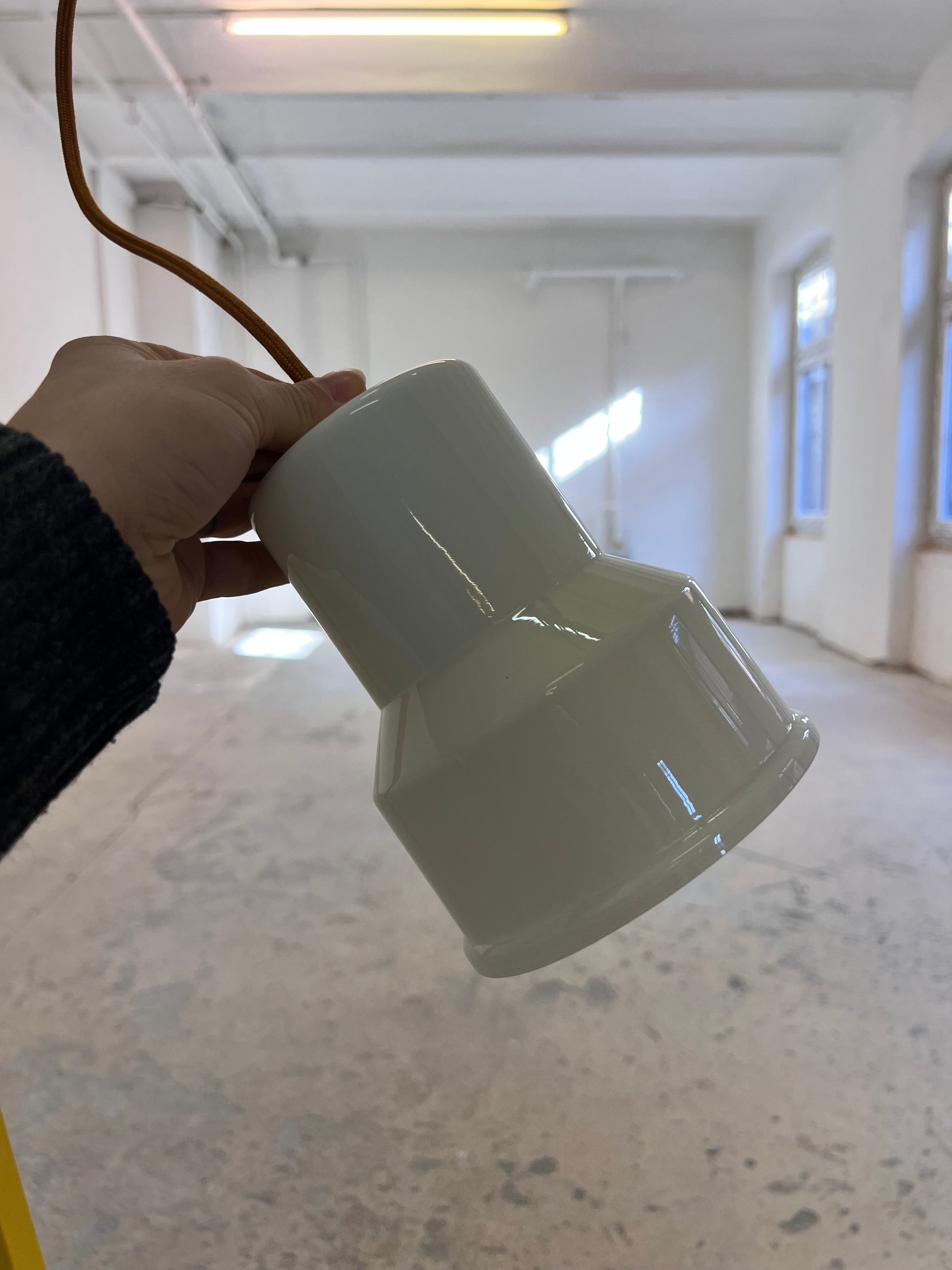 Vintage Hängelampe von Sidse Werner für Holmegaard, weißes Glas
