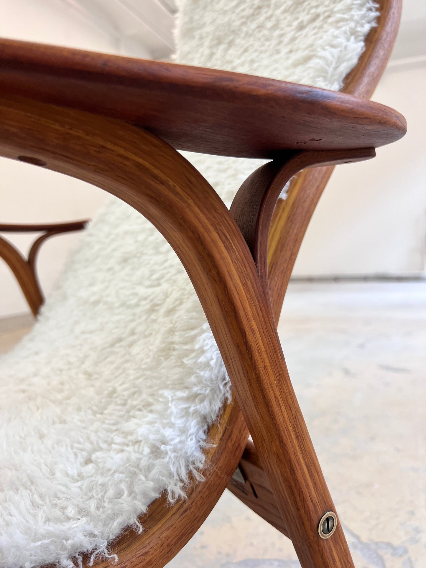 Vintage Sessel Lamino von Yngve Ekström für Swedese Kunstfellbezug beige, braun