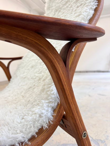 Vintage Sessel Lamino von Yngve Ekström für Swedese Kunstfellbezug beige, braun