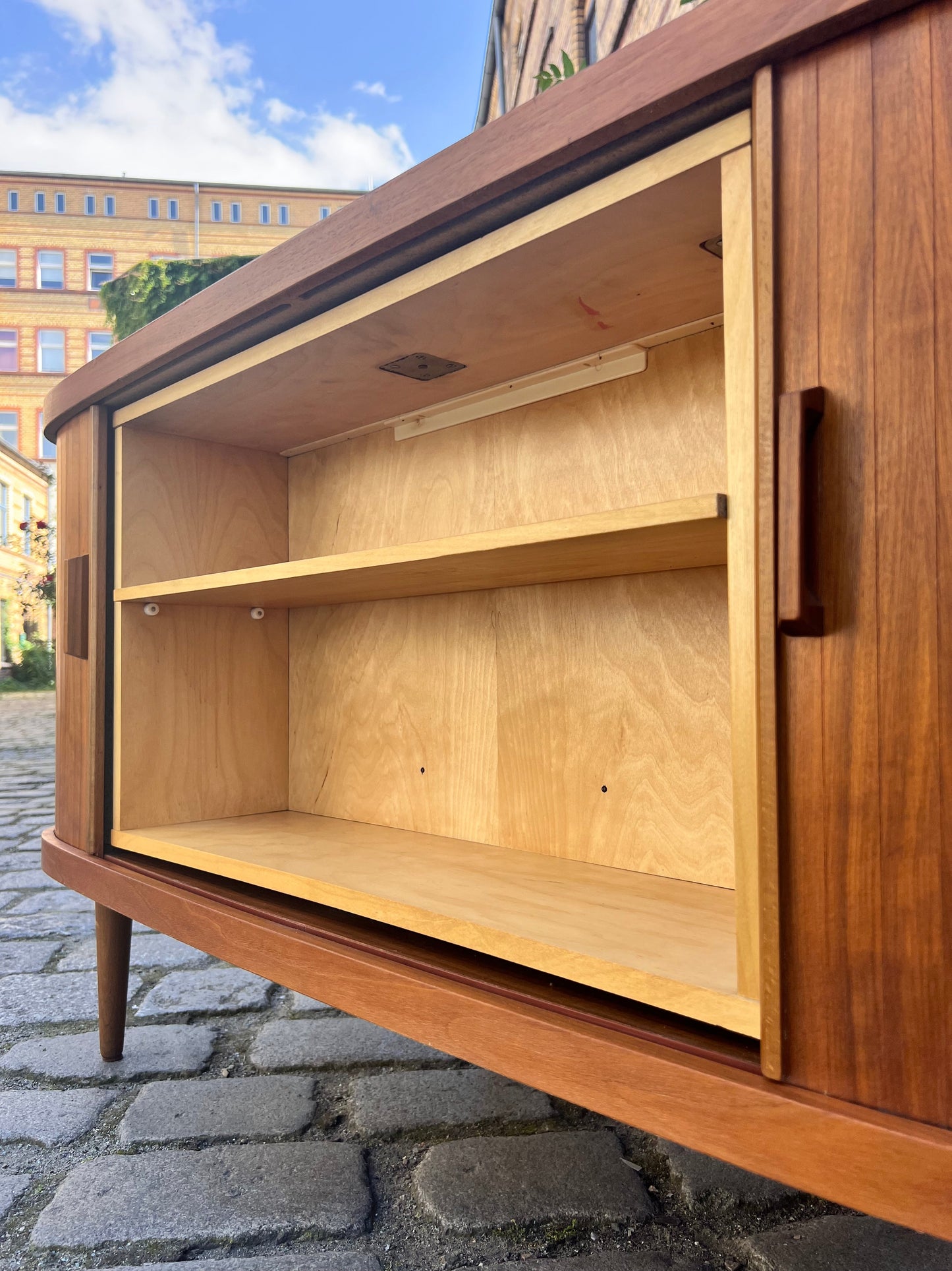 Vintage corner bar walnut with rotating shelf