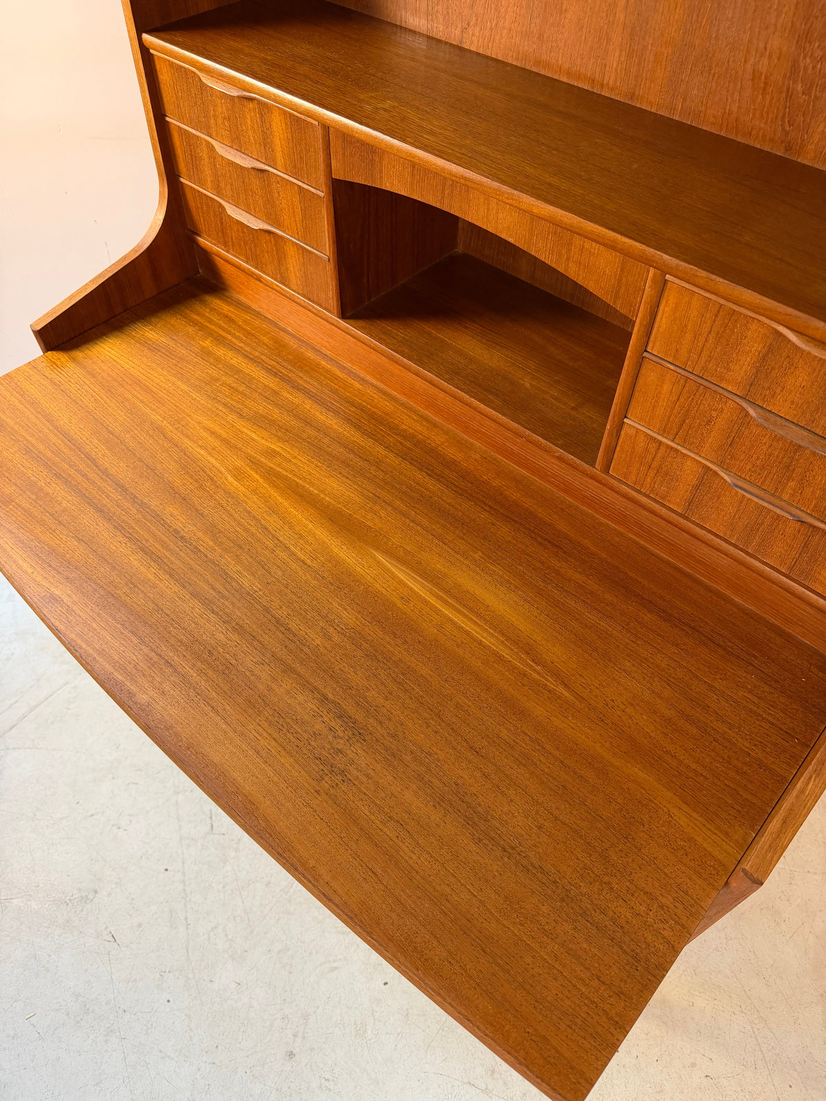 Sekretär mit Spiegel und ausziehbarer Platte aus Teak, Dänemark