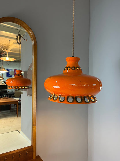 Lampe vintage en céramique orange d'Allemagne de l'Ouest