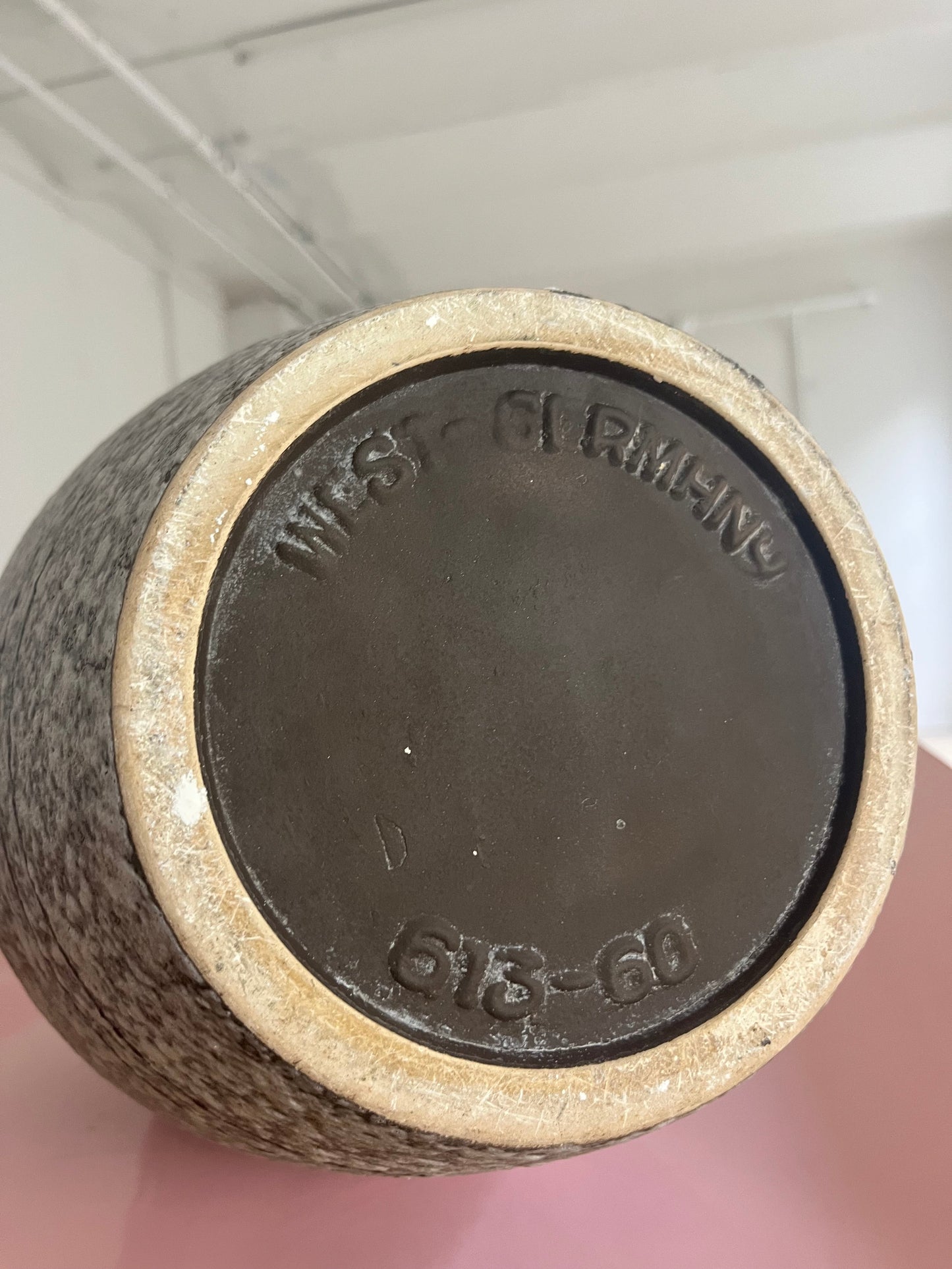 Vintage floor vase 613-60 white-grey by Bay Keramik West Germany