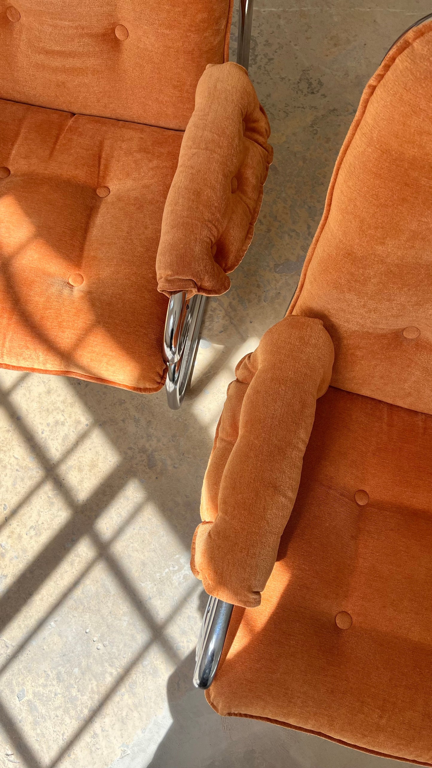 Vintage Sessel Halina von Hellerau orange Chrom