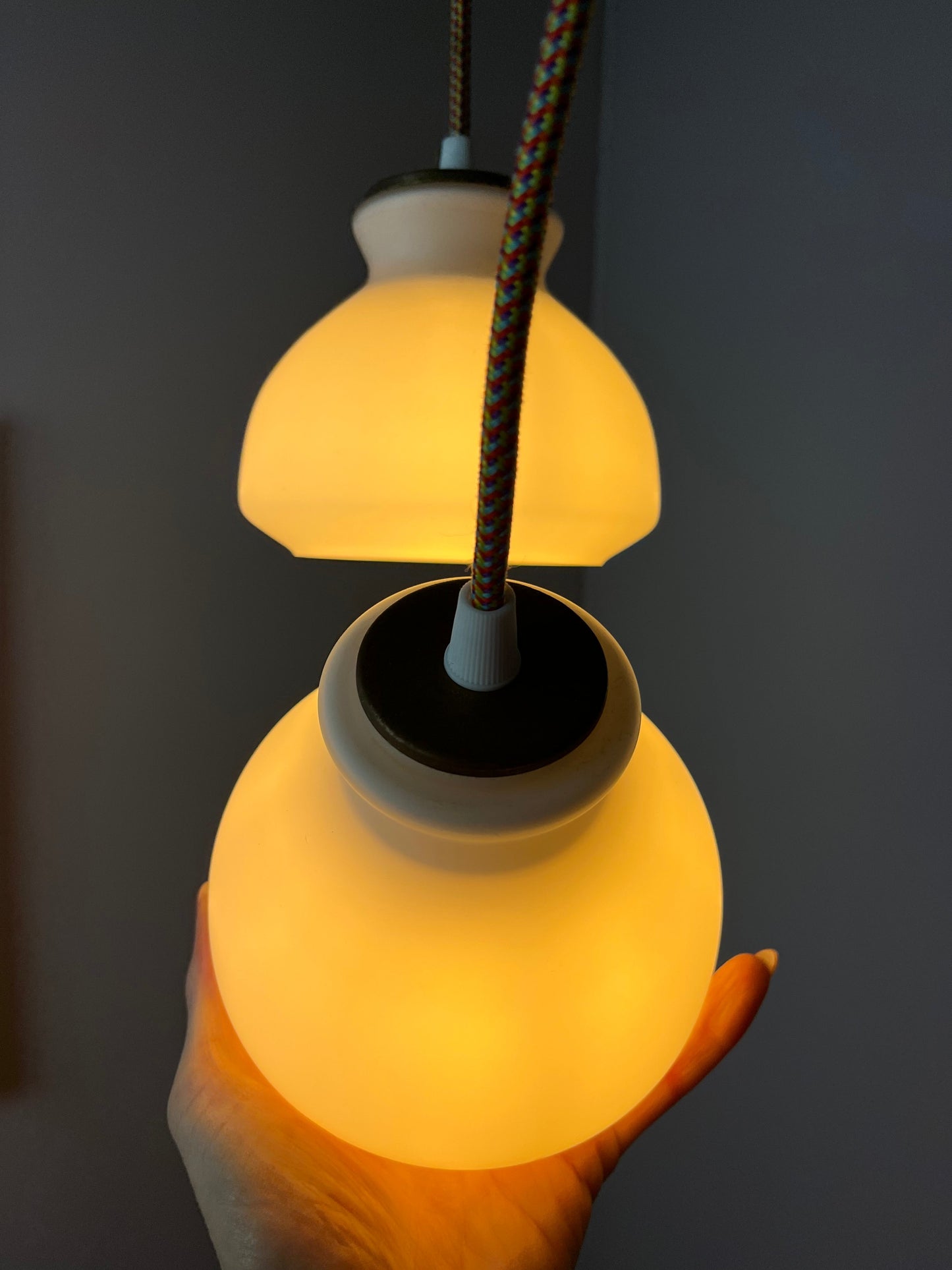 Vintage Hängelampe von Holmegaard aus weißem Glas