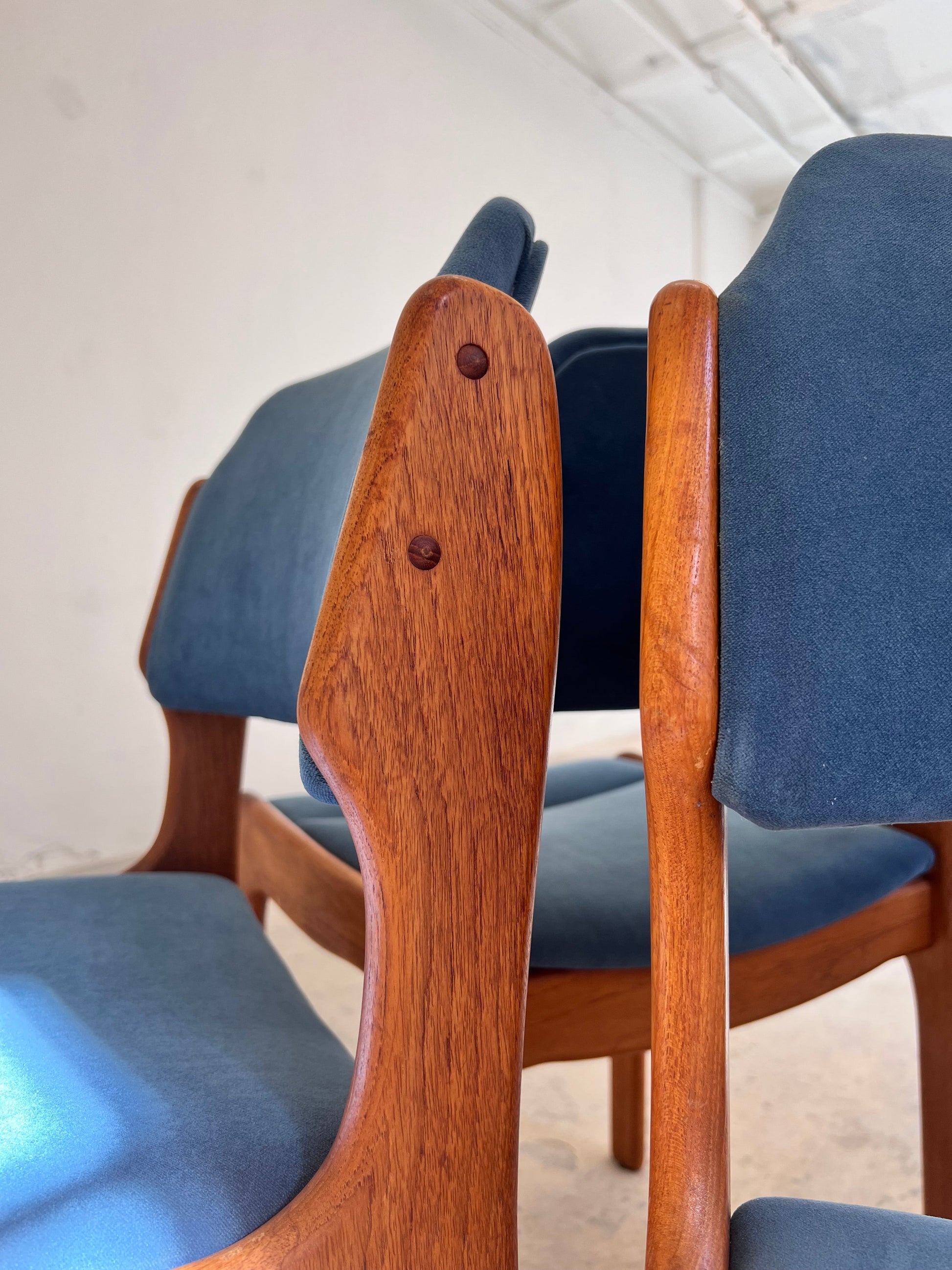 Vintage Polsterstuhl Set von 4 von Erik Buch für O.D. Møbler blau Teak