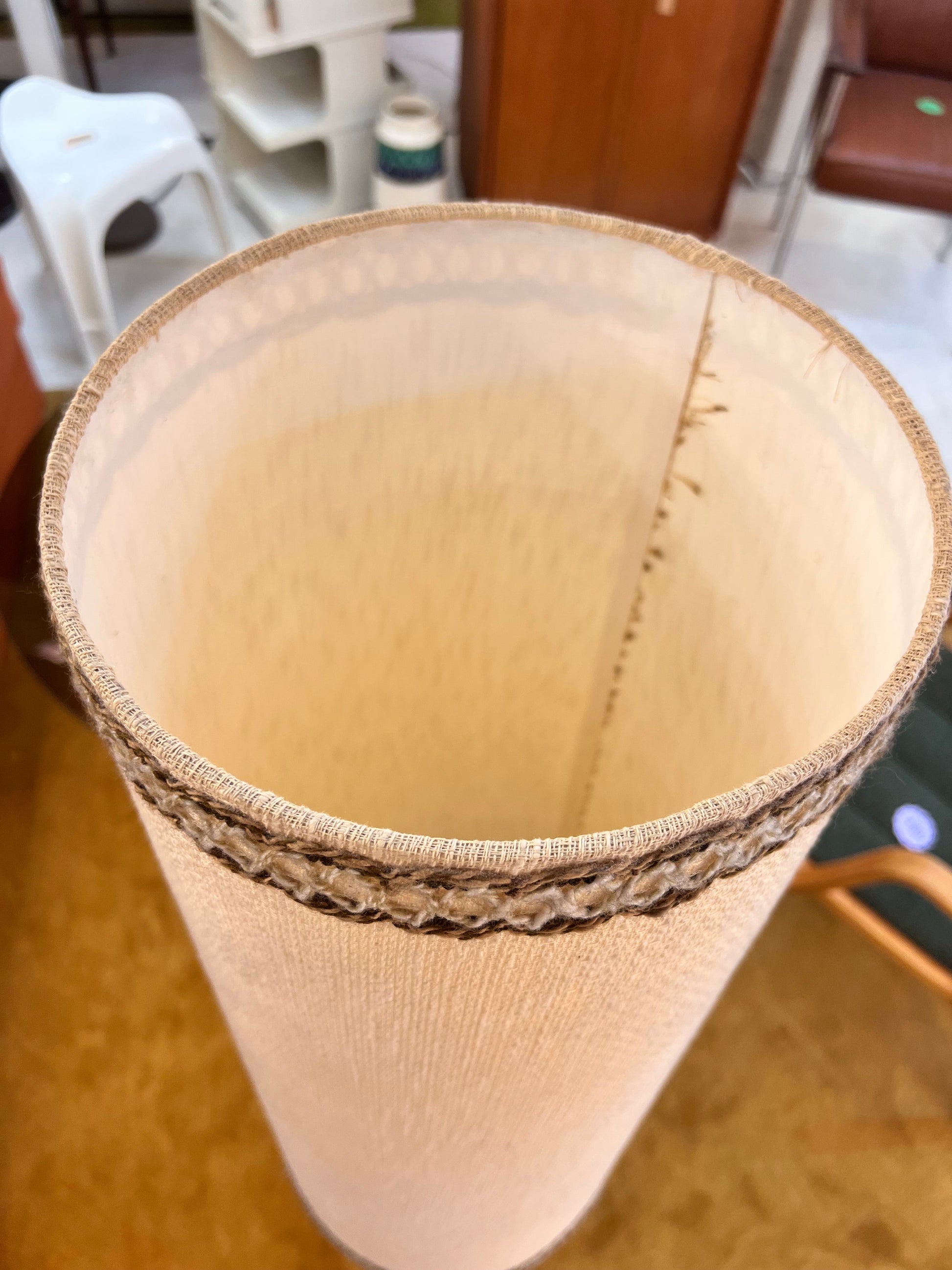 Vintage Stehlampe von EEA Leuchten, dunkelbraun beige Keramik