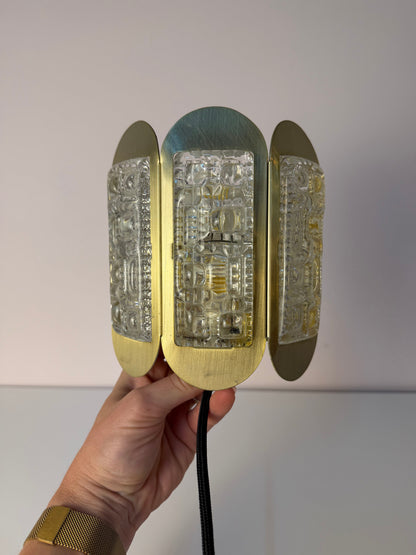Vintage Wandlampe gold Glas von Vitrika