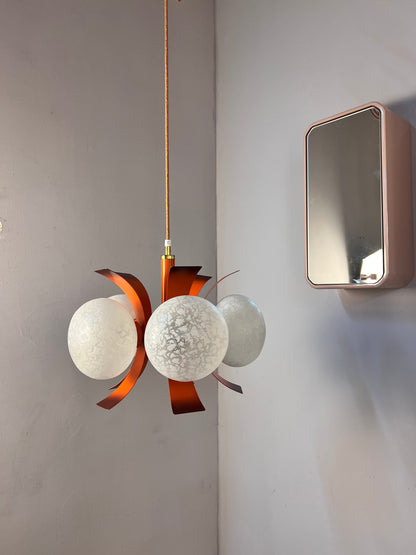 Vintage Kronleuchter von Richard Essig für Space Age, weiß orangebraun