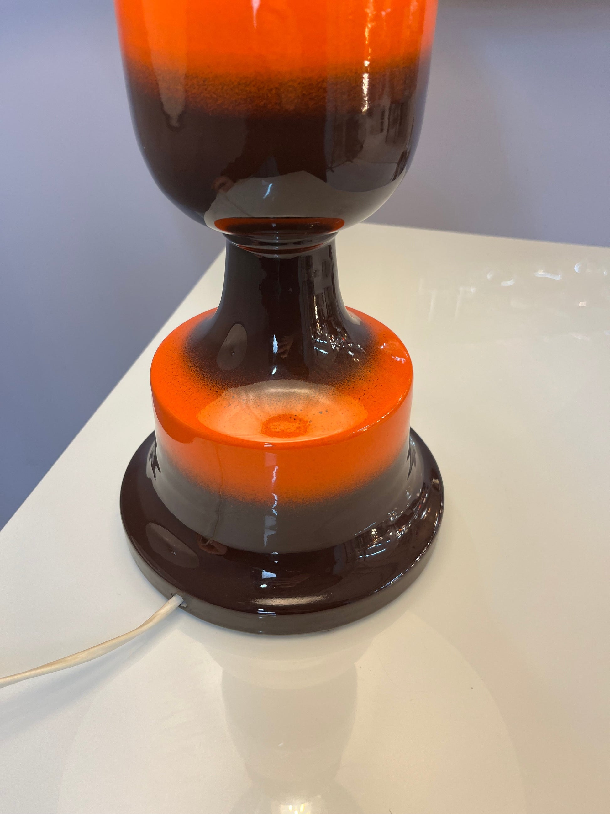Vintage Tischlampe orange braun Keramik Westdeutschland