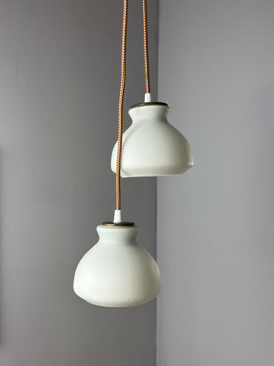 Vintage Hängelampe von Holmegaard aus weißem Glas