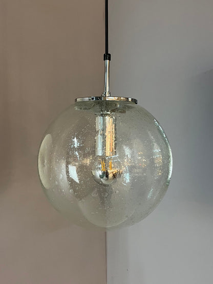 Vintage Kugellampe Einschlussglas Chrom von Glashütte Limburg