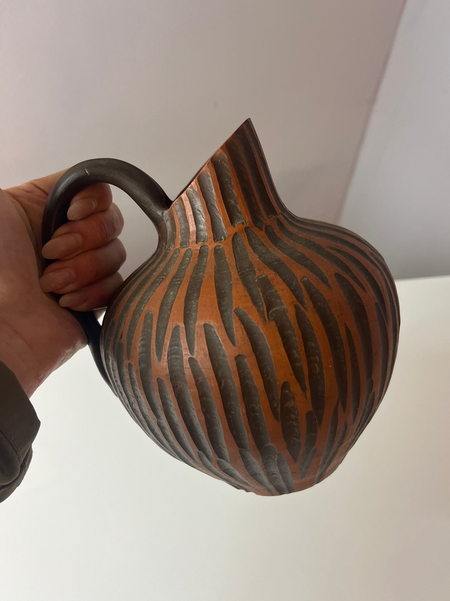 Vintage Vase Rhodos von Eiwa Keramik mit Ritzdekor Handarbeit