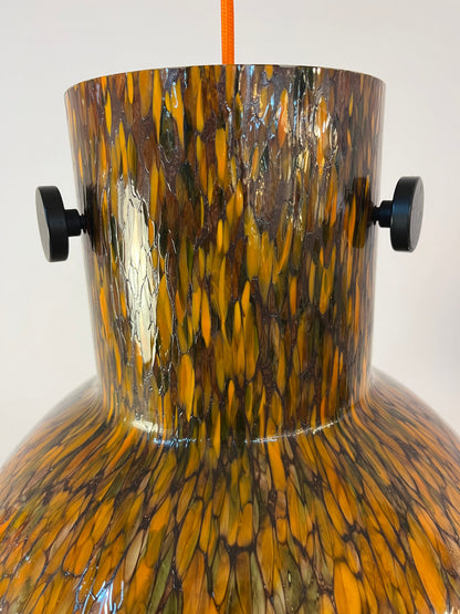 Vintage Hängelampe Millefioriglas orange von Peill und Putzler