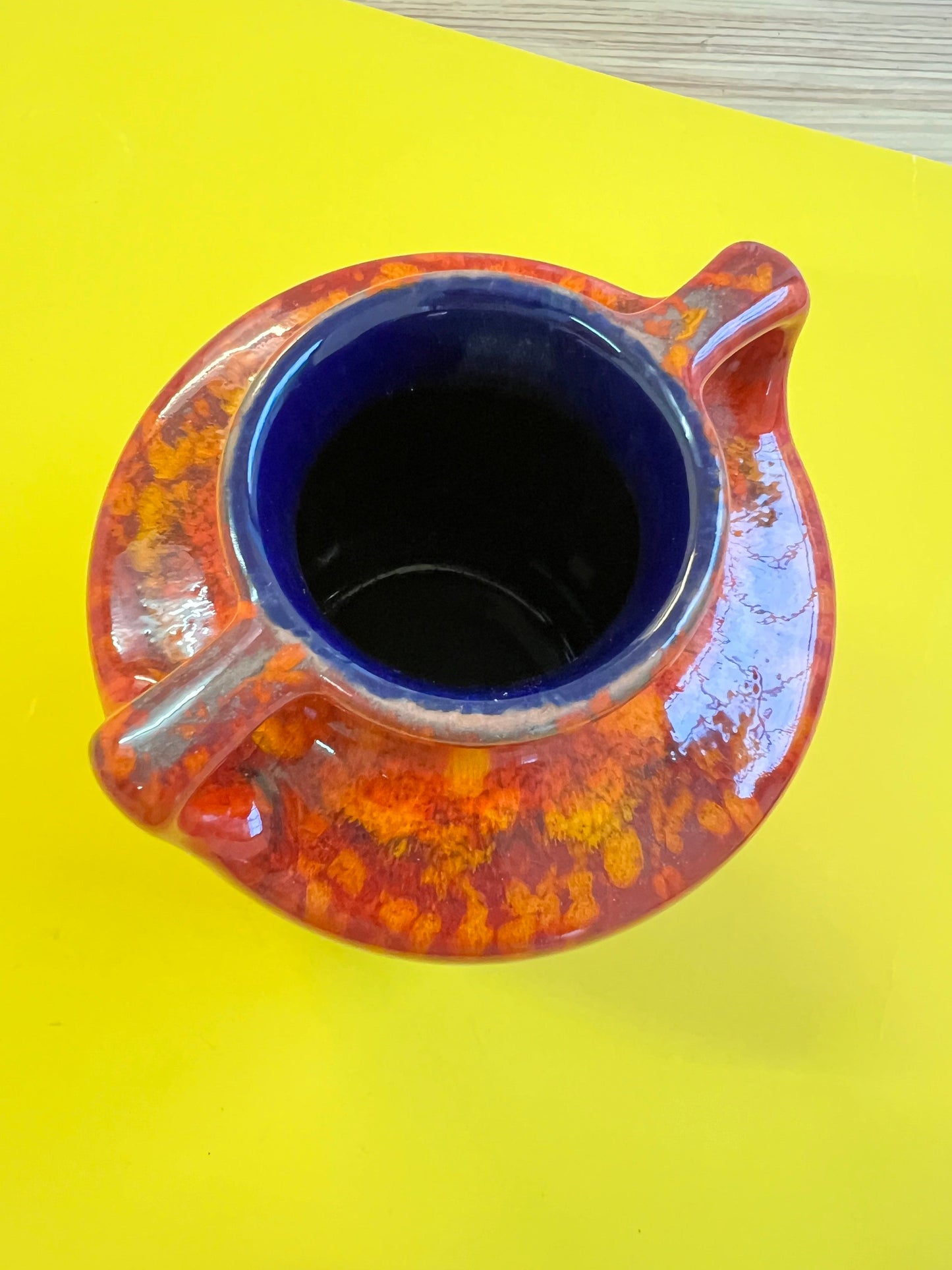 Vase vintage flamme orange rouge par Scheurich Allemagne de l'Ouest