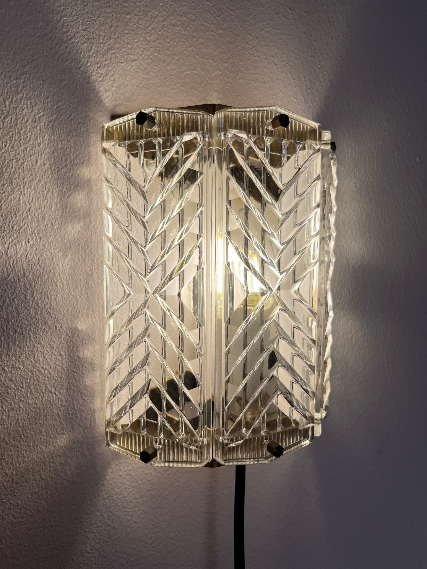 Vintage Wandlampe Messing und Glas von Wiktor Berndt für Flygsfors