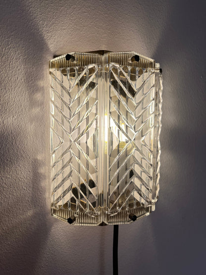 Vintage Wandlampe Messing und Glas von Wiktor Berndt für Flygsfors