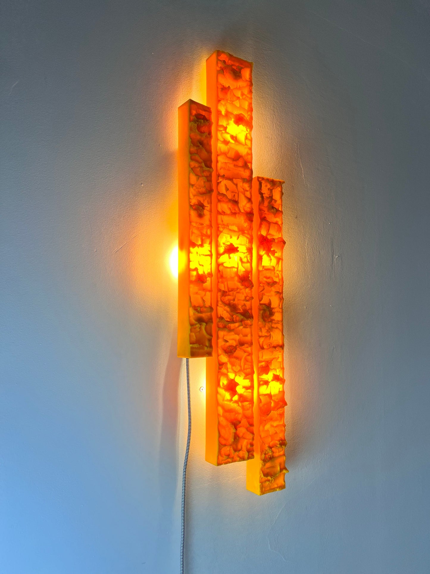 Vintage Wandleuchte gelb von Uwe Mersch