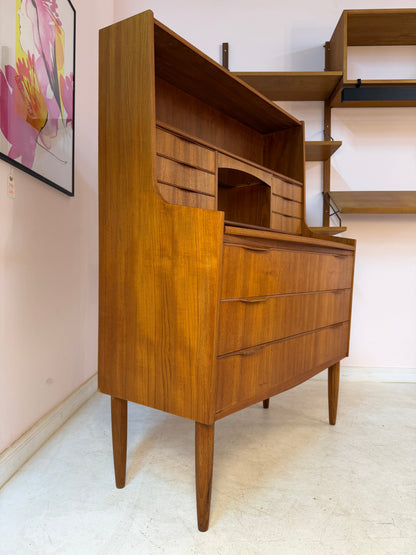 Sekretär mit Spiegel und ausziehbarer Platte aus Teak, Dänemark