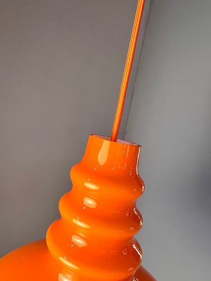 Vintage Hängelampe von Peill und Putzler, orange, Glas