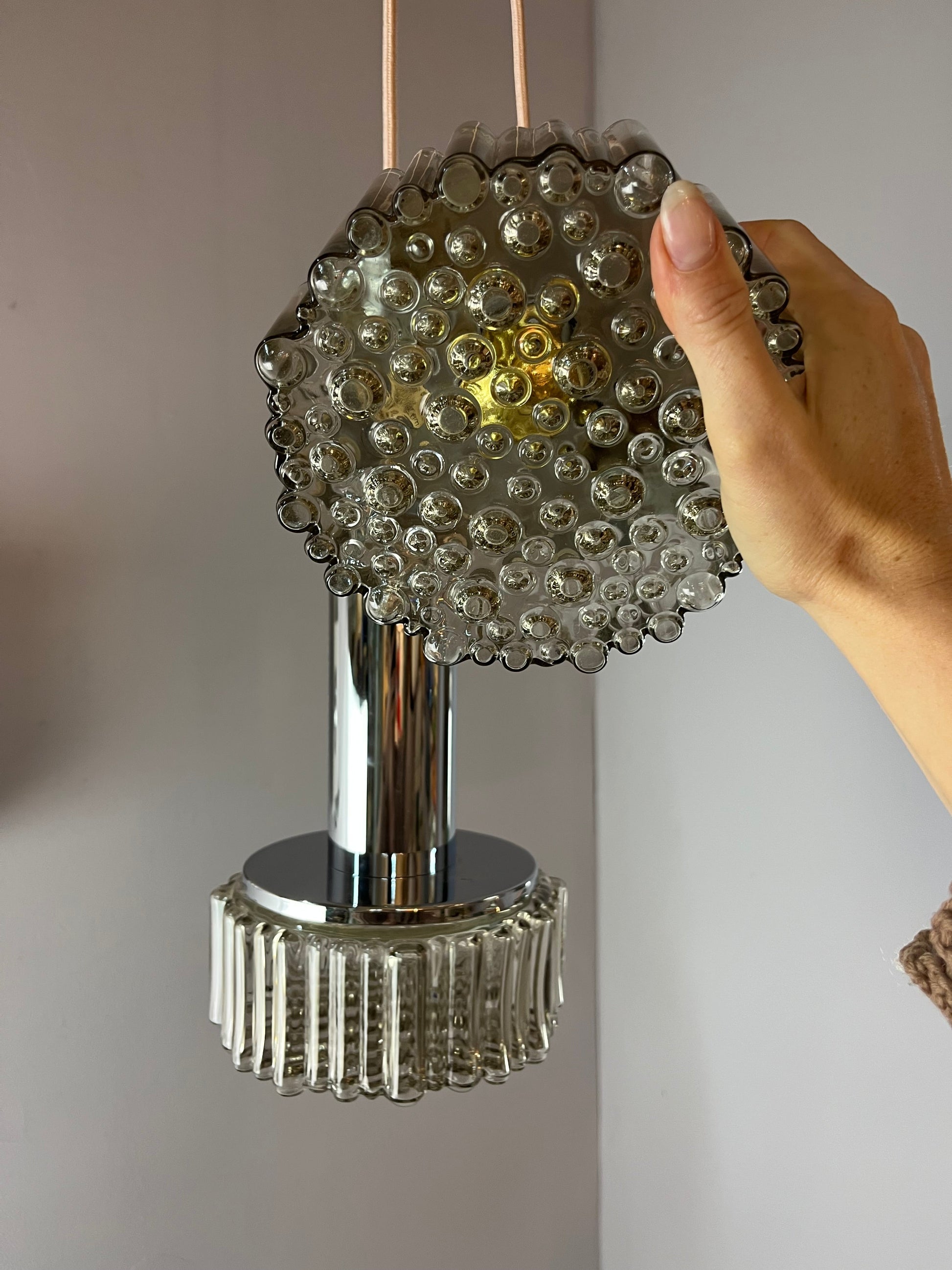 Pendelleuchte Modell P105 Rauchglas Chrom von STAFF