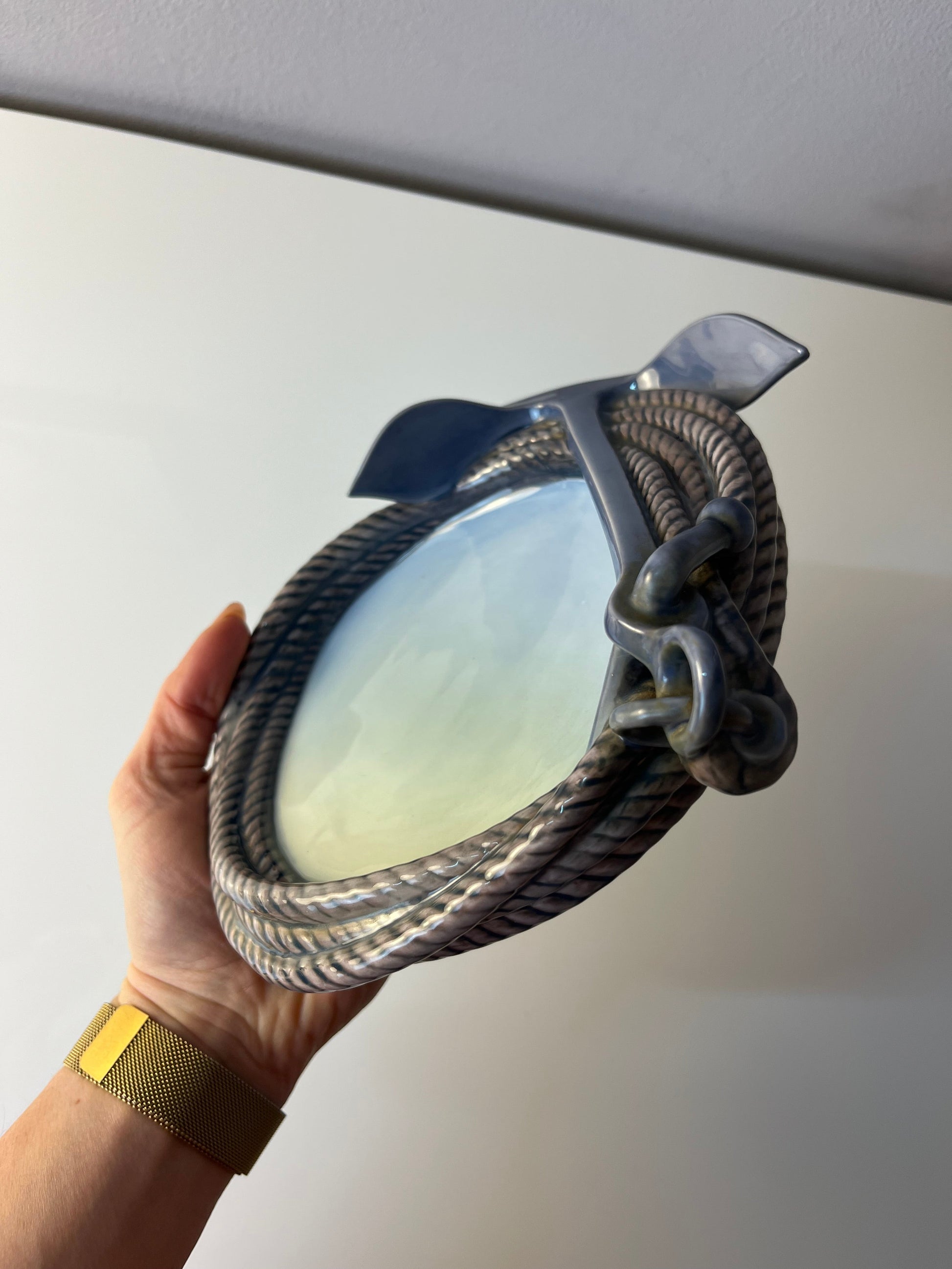 Vintage Porzellanschale Tau und Anker Modell 2377 von Bing und Grøndahl