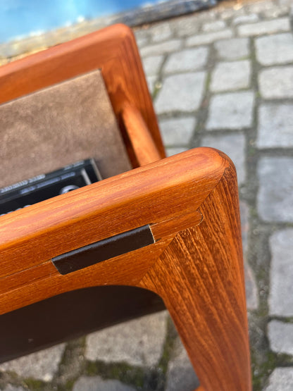 Zeitungsständer Teak Echtleder von Aksel Kjersgaard für Salin Møbler