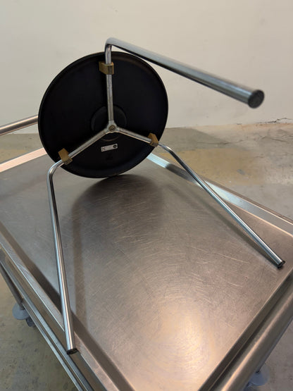 Vintage Hocker "Dot" schwarz Chrom von Arne Jacobsen für Fritz Hansen